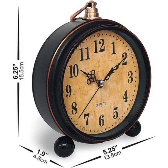 Vintage Analog Alarm Clock, 5.25 inch Small Silent Desk Clock with Night Light - Picture 4 of 5